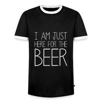 I Am Just Here For The Beer - Men's Ringer Shirt - black/white - Front - AI Model Female 172 light (172cm) & AI Model Male 178 light (178cm)