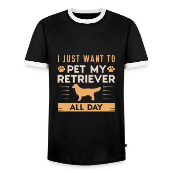 I Just Want To Pet My Retriever All Day - Men's Ringer Shirt - black/white - Front - AI Model Female 172 light (172cm) & AI Model Male 178 light (178cm)