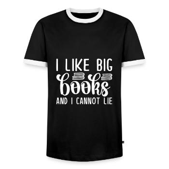 J’aime les gros livres et je ne peux pas mentir - T-shirt contrasté Homme - noir/blanc - Devant - AI Model Female 172 light (172cm) & AI Model Male 178 light (178cm)