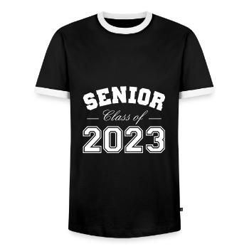 Senior Class Of 2023 - Men's Ringer Shirt - black/white - Front - AI Model Female 172 light (172cm) & AI Model Male 178 light (178cm)