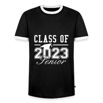 Class Of 2023 Senior - Men's Ringer Shirt - black/white - Front - AI Model Female 172 light (172cm) & AI Model Male 178 light (178cm)