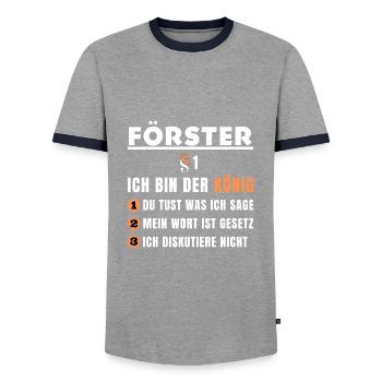 Forester Gift - I Am The King - Men's Ringer Shirt - grey/navy  - Front - AI Model Female 172 light (172cm) & AI Model Male 178 light (178cm)