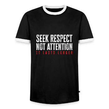 Loyalty, respect, friendship - motivation - Men's Ringer Shirt - black/white - Front - AI Model Female 172 light (172cm) & AI Model Male 178 light (178cm)