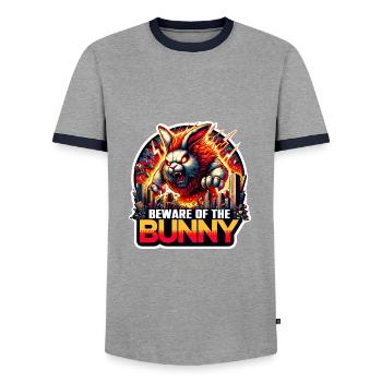 Beware of the Bunny Hasendesaster Desaster - Männer Kontrast-T-Shirt - Grau/Navy  - Vorne - AI Model Female 172 light (172cm) & AI Model Male 178 light (178cm)