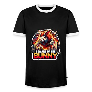 Beware of the Bunny Hasendesaster Desaster - Männer Kontrast-T-Shirt - Schwarz/Weiß - Vorne - AI Model Female 172 light (172cm) & AI Model Male 178 light (178cm)