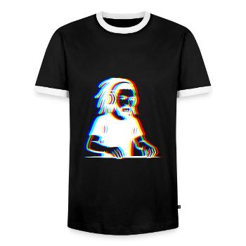 EDM - DJ - Glitch Rave Stil - Männer Kontrast-T-Shirt - Schwarz/Weiß - Vorne - AI Model Female 172 light (172cm) & AI Model Male 178 light (178cm)