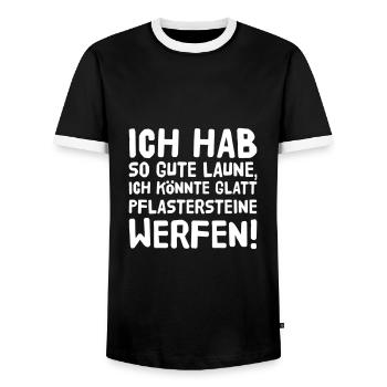 Ich hab so gute Laune, ich könnte glatt ... - Männer Kontrast-T-Shirt - Schwarz/Weiß - Vorne - AI Model Female 172 light (172cm) & AI Model Male 178 light (178cm)