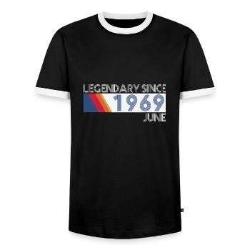 Retro SiFi Legendary since Juni 1969 - Geburtstag - Männer Kontrast-T-Shirt - Schwarz/Weiß - Vorne - AI Model Female 172 light (172cm) & AI Model Male 178 light (178cm)