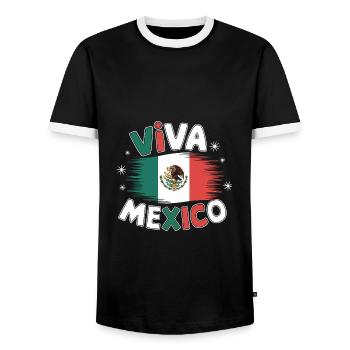 Mexico Mexico Mexican Spanish - Men's Ringer Shirt - black/white - Front - AI Model Female 172 light (172cm) & AI Model Male 178 light (178cm)