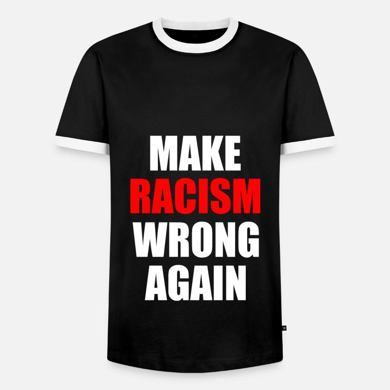 make racism wrong again - Men's Ringer Shirt - black/white