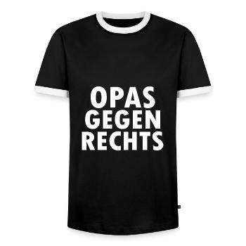 Opas gegen rechts - Männer Kontrast-T-Shirt - Schwarz/Weiß - Vorne - AI Model Female 172 light (172cm) & AI Model Male 178 light (178cm)