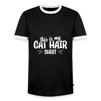 This is my cat hair shirt funny cat quote - Männer Kontrast-T-Shirt - Schwarz/Weiß - Vorne - AI Model Female 172 light (172cm) & AI Model Male 178 light (178cm)