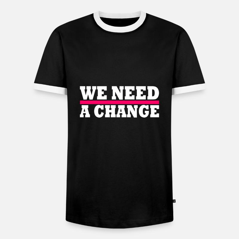 We need a change - Men's Ringer Shirt - black/white