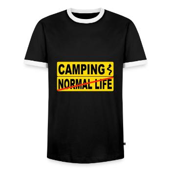 Camping normal life - Männer Kontrast-T-Shirt - Schwarz/Weiß - Vorne - AI Model Female 172 light (172cm) & AI Model Male 178 light (178cm)