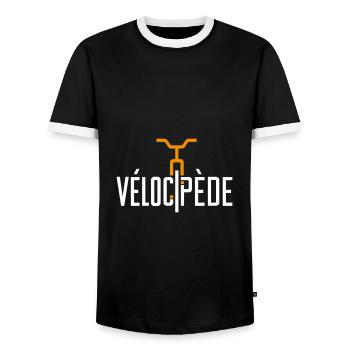 Velocipede Bicycle Icon - Men's Ringer Shirt - black/white - Front - AI Model Female 172 light (172cm) & AI Model Male 178 light (178cm)
