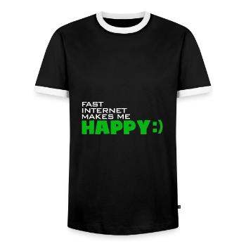 Fast Internet makes me happy - Schnell glücklich - Männer Kontrast-T-Shirt - Schwarz/Weiß - Vorne - AI Model Female 172 light (172cm) & AI Model Male 178 light (178cm)
