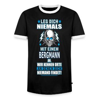 BERGMANN - Männer Kontrast-T-Shirt - Schwarz/Weiß - Vorne - AI Model Female 172 light (172cm) & AI Model Male 178 light (178cm)