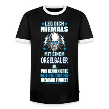 ORGELBAUER - Männer Kontrast-T-Shirt - Schwarz/Weiß - Vorne - AI Model Female 172 light (172cm) & AI Model Male 178 light (178cm)
