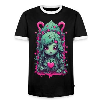 Kawaii Gothic Okkulte Magie Weirdcore Liebe Design - Männer Kontrast-T-Shirt - Schwarz/Weiß - Vorne - AI Model Female 172 light (172cm) & AI Model Male 178 light (178cm)