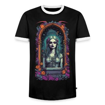 Gothic Bride Aesthetic Occult Retro Design - Men's Ringer Shirt - black/white - Front - AI Model Female 172 light (172cm) & AI Model Male 178 light (178cm)