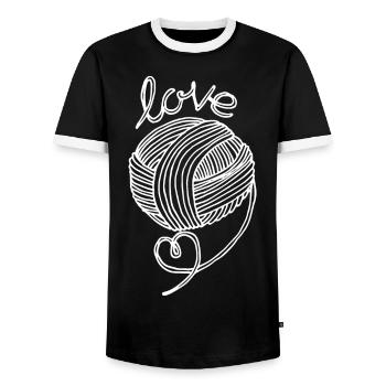 Yarn Lover Funny Wool Heart Funny Knitting crochet - T-shirt contrasté Homme - noir/blanc - Devant - AI Model Female 172 light (172cm) & AI Model Male 178 light (178cm)