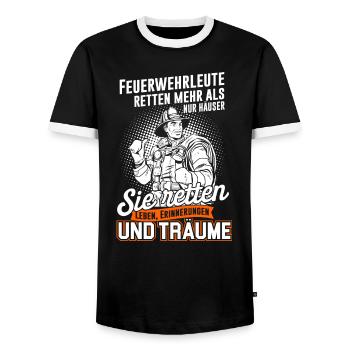 Feuerwehr Feuerwehrmann Feuerwehrfrau Träume - Männer Kontrast-T-Shirt - Schwarz/Weiß - Vorne - AI Model Female 172 light (172cm) & AI Model Male 178 light (178cm)