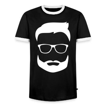 Beard glasses - T-shirt contrasté Homme - noir/blanc - Devant - AI Model Female 172 light (172cm) & AI Model Male 178 light (178cm)