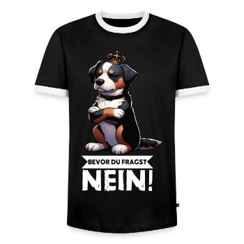 Before you ask: No Appenzeller Mountain Dog - Men's Ringer Shirt - black/white - Front - AI Model Female 172 light (172cm) & AI Model Male 178 light (178cm)