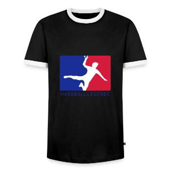Handball - Handballlegende - Männer Kontrast-T-Shirt - Schwarz/Weiß - Vorne - AI Model Female 172 light (172cm) & AI Model Male 178 light (178cm)