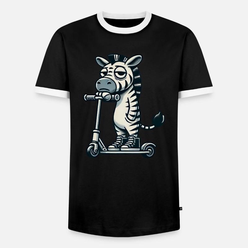 Zebra Roller Kickroller Lustiger Comic - Männer Kontrast-T-Shirt - Schwarz/Weiß