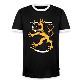 finnish symbol finland lion flag - Men's Ringer Shirt - black/white - Front - AI Model Female 172 light (172cm) & AI Model Male 178 light (178cm)