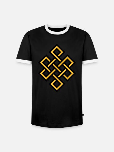 knot pattern - Men's Ringer Shirt - black/white