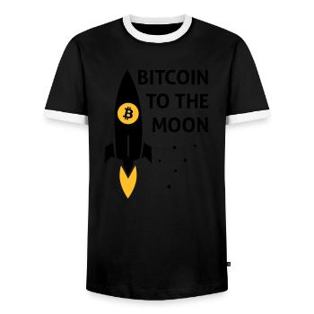 bitcoin to the moon - Men's Ringer Shirt - black/white - Front - AI Model Female 172 light (172cm) & AI Model Male 178 light (178cm)