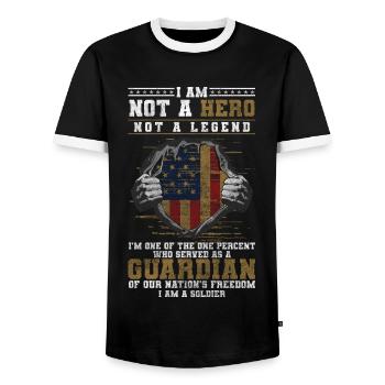 Soldier Dove of Peace Peace Human Rights - Men's Ringer Shirt - black/white - Front - AI Model Female 172 light (172cm) & AI Model Male 178 light (178cm)