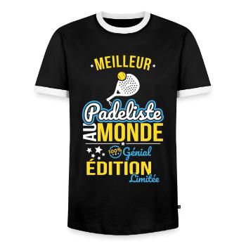 Bester Padelist der Welt - 100% Genial - Männer Kontrast-T-Shirt - Schwarz/Weiß - Vorne - AI Model Female 172 light (172cm) & AI Model Male 178 light (178cm)