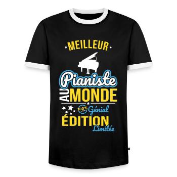 Bester Pianist der Welt - 100% Awesome - Männer Kontrast-T-Shirt - Schwarz/Weiß - Vorne - AI Model Female 172 light (172cm) & AI Model Male 178 light (178cm)