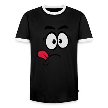 Zunge - Männer Kontrast-T-Shirt - Schwarz/Weiß - Vorne - AI Model Female 172 light (172cm) & AI Model Male 178 light (178cm)