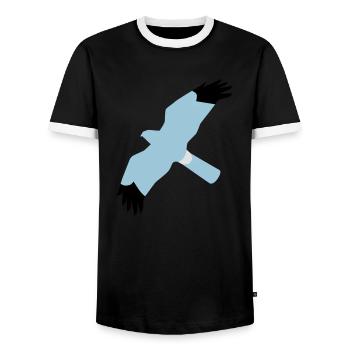 BAWC HHD Splat Design v3F - Men's Ringer Shirt - black/white - Front - AI Model Female 172 light (172cm) & AI Model Male 178 light (178cm)