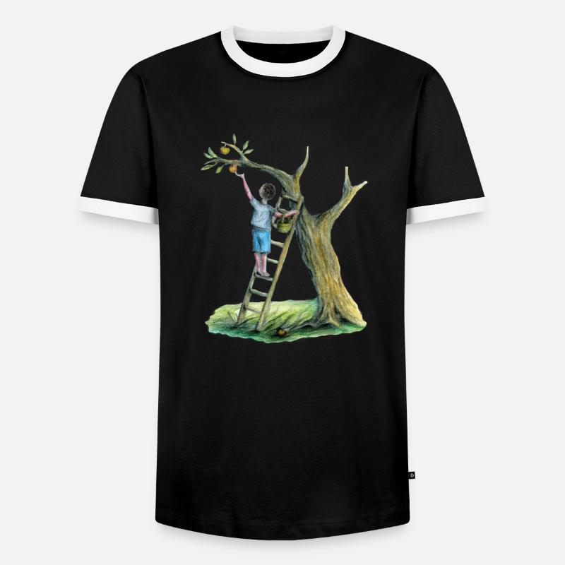 Apfelbaum - Männer Kontrast-T-Shirt - Schwarz/Weiß