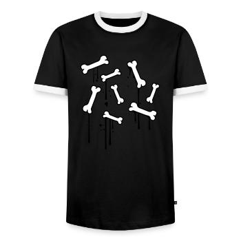 graffiti tropfen knochen muster tot viele skelett - Männer Kontrast-T-Shirt - Schwarz/Weiß - Vorne - AI Model Female 172 light (172cm) & AI Model Male 178 light (178cm)