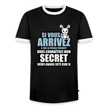 mon secret je vais être grand-frère - T-shirt contrasté Homme - noir/blanc - Devant - AI Model Female 172 light (172cm) & AI Model Male 178 light (178cm)