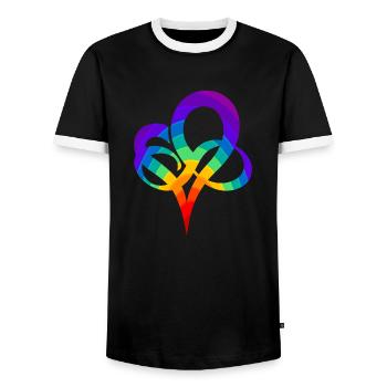 Cadeau polyamour coloré de symbole de coeur LGBTQ - T-shirt contrasté Homme - noir/blanc - Devant - AI Model Female 172 light (172cm) & AI Model Male 178 light (178cm)