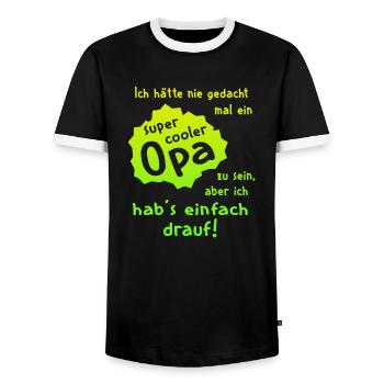 Opa - Super Cool - Männer Kontrast-T-Shirt - Schwarz/Weiß - Vorne - AI Model Female 172 light (172cm) & AI Model Male 178 light (178cm)