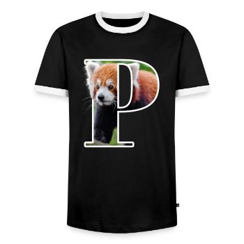 P Panda roux - T-shirt contrasté Homme - noir/blanc - Devant - AI Model Female 172 light (172cm) & AI Model Male 178 light (178cm)