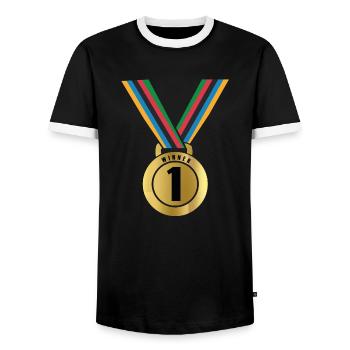 Winner - Men's Ringer Shirt - black/white - Front - AI Model Female 172 light (172cm) & AI Model Male 178 light (178cm)