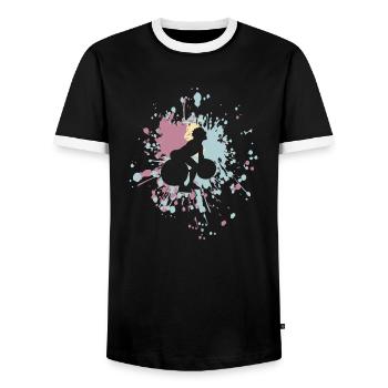 Fitness Haltérophilie Couleur Splash - T-shirt contrasté Homme - noir/blanc - Devant - AI Model Female 172 light (172cm) & AI Model Male 178 light (178cm)