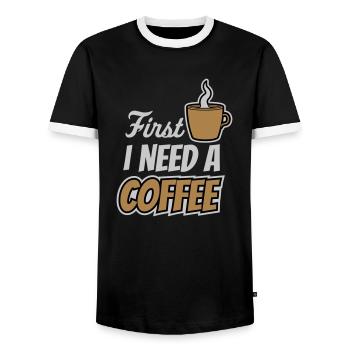 Fist I need Coffee - Männer Kontrast-T-Shirt - Schwarz/Weiß - Vorne - AI Model Female 172 light (172cm) & AI Model Male 178 light (178cm)
