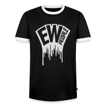 ew people funny quote - Men's Ringer Shirt - black/white - Front - AI Model Female 172 light (172cm) & AI Model Male 178 light (178cm)