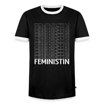 smeilie mädchen spaß frauenpower emanzipation - Männer Kontrast-T-Shirt - Schwarz/Weiß - Vorne - AI Model Female 172 light (172cm) & AI Model Male 178 light (178cm)