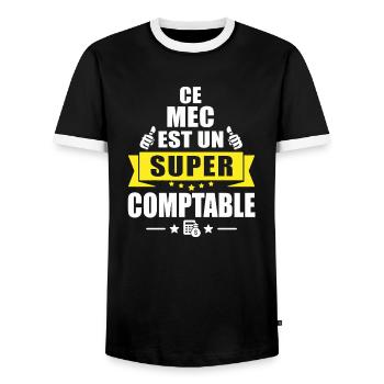 ce mec est un super comptable / cadeau comptable - T-shirt contrasté Homme - noir/blanc - Devant - AI Model Female 172 light (172cm) & AI Model Male 178 light (178cm)